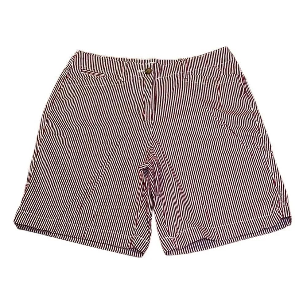 Kim Rogers Red Pinstripe Shorts, Stretchy, Midi, 10